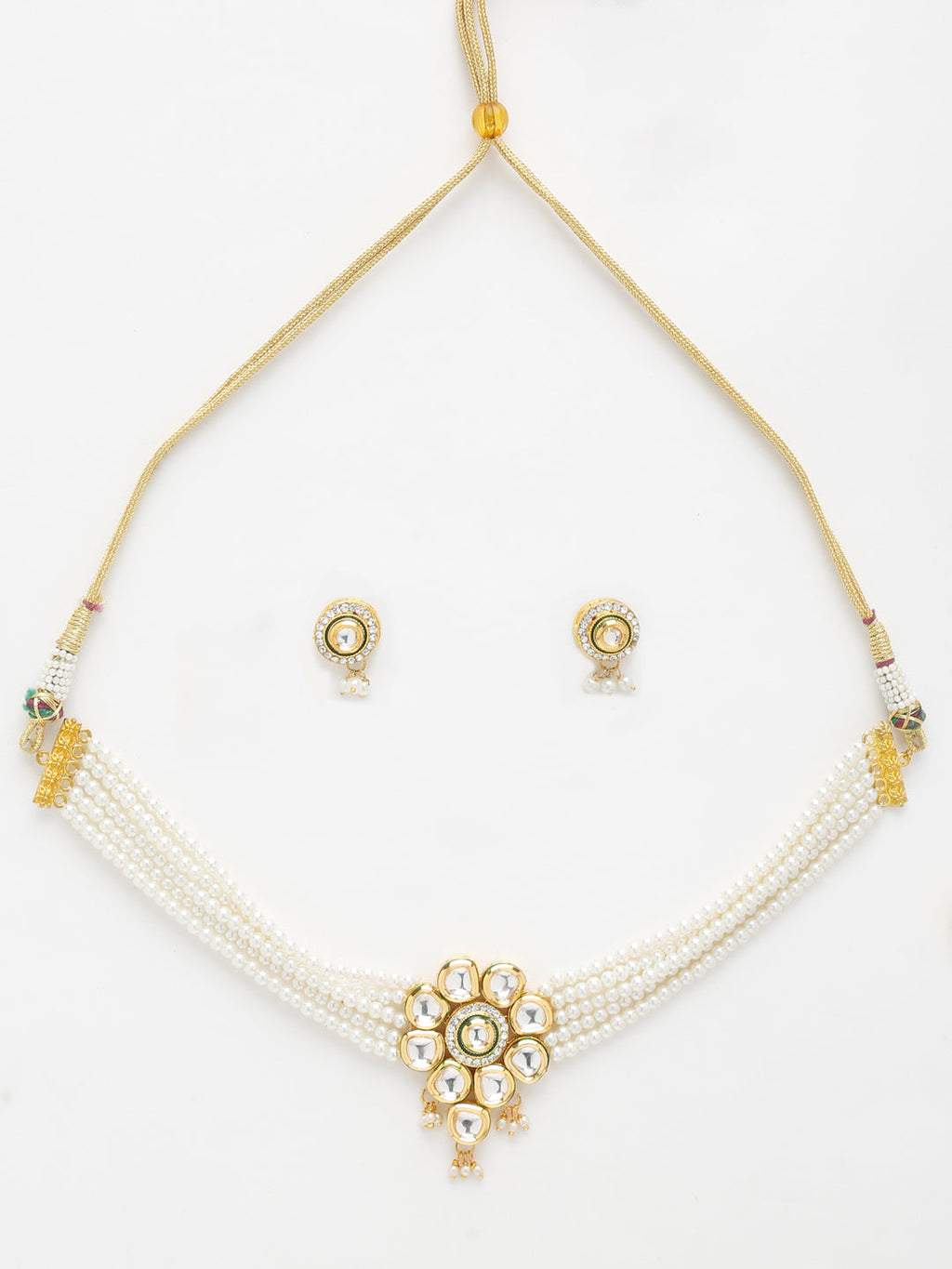 Kundan Choker With Pearls, Earrings - Ruby Raang - Distacart