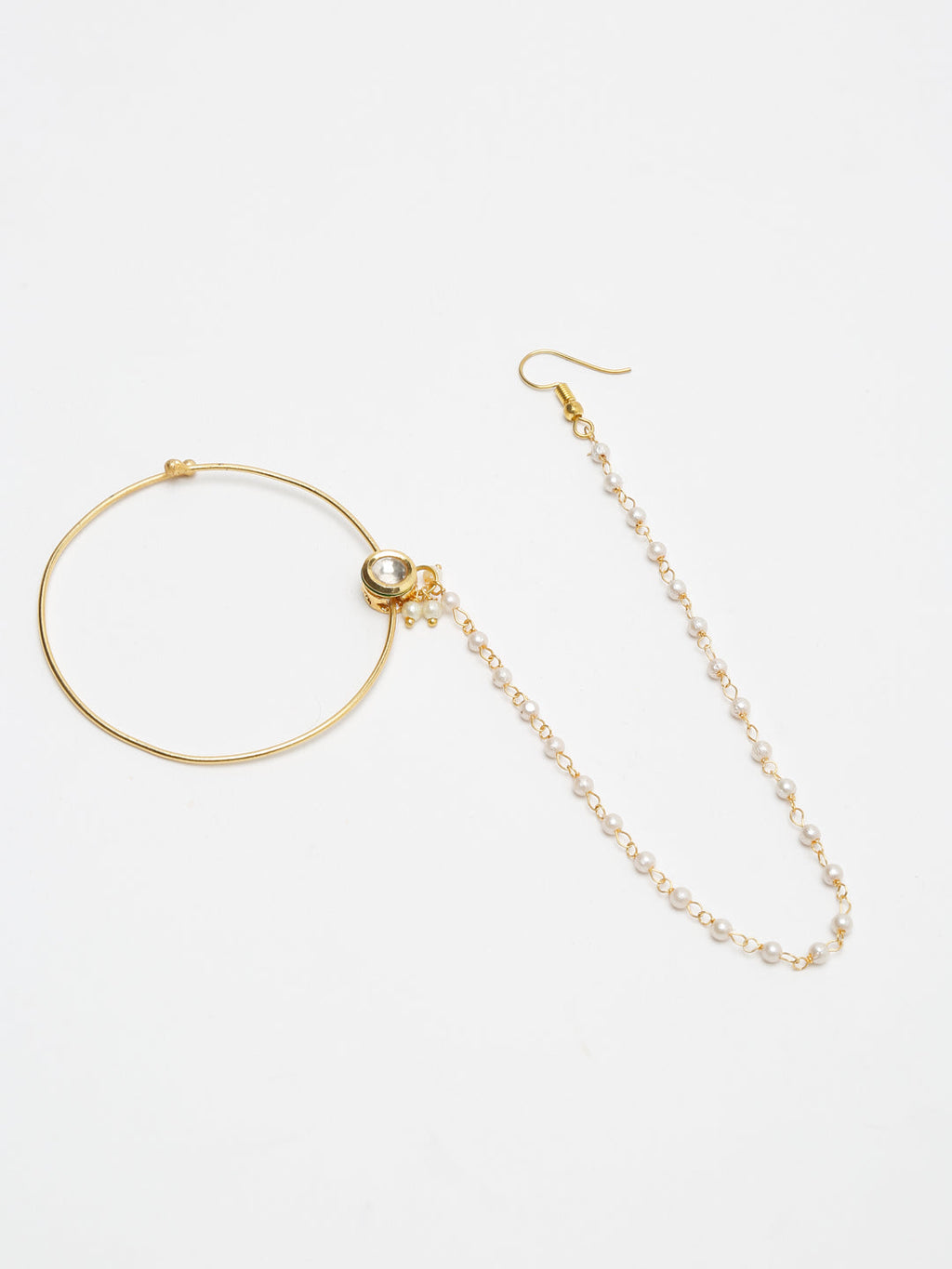 Gold Plated Kundan Nose Ring - Ruby Raang - Distacart