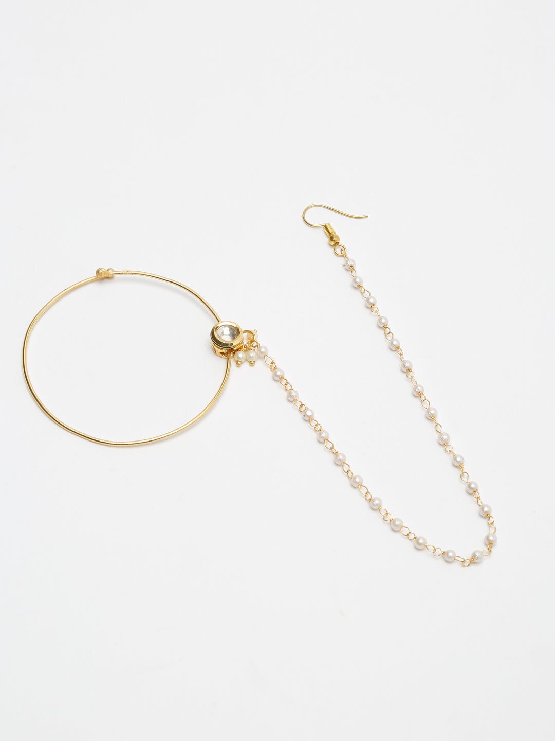 Gold Plated Kundan Nose Ring - Ruby Raang - Distacart