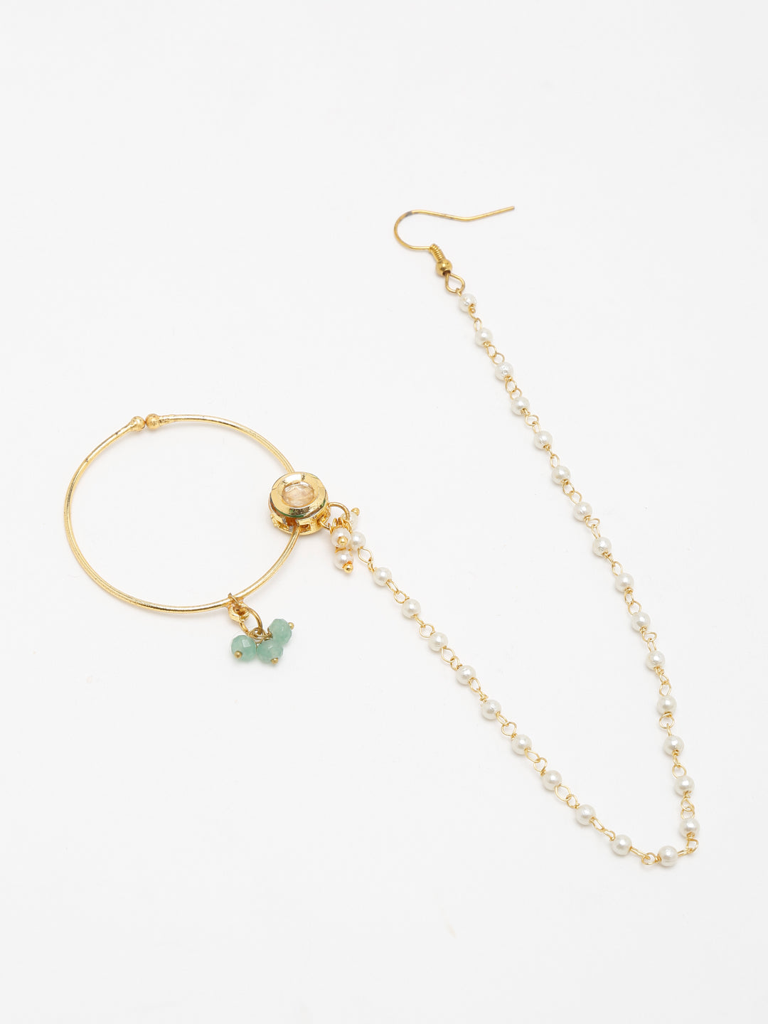 Gold Plated Kundan Nose Ring - Ruby Raang - Distacart