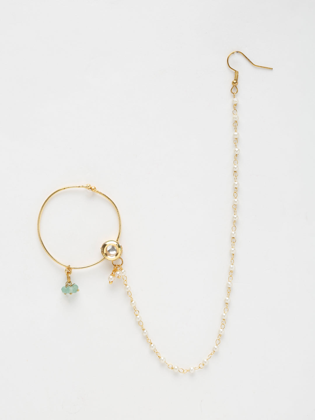 Gold Plated Kundan Nose Ring - Ruby Raang - Distacart