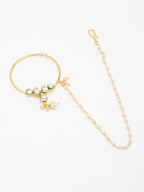 Gold Plated Kundan Nose Ring - Ruby Raang - Distacart