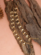 Gold-Plated White Kundan Set Of 2 Anklets - Ruby Raang - Distacart