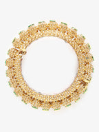 Gold-Plated White Pearl Studded Beaded Bangle - Ruby Raang - Distacart