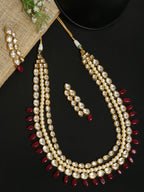 Kundan Neckpiece With Earrings - Ruby Raang - Distacart