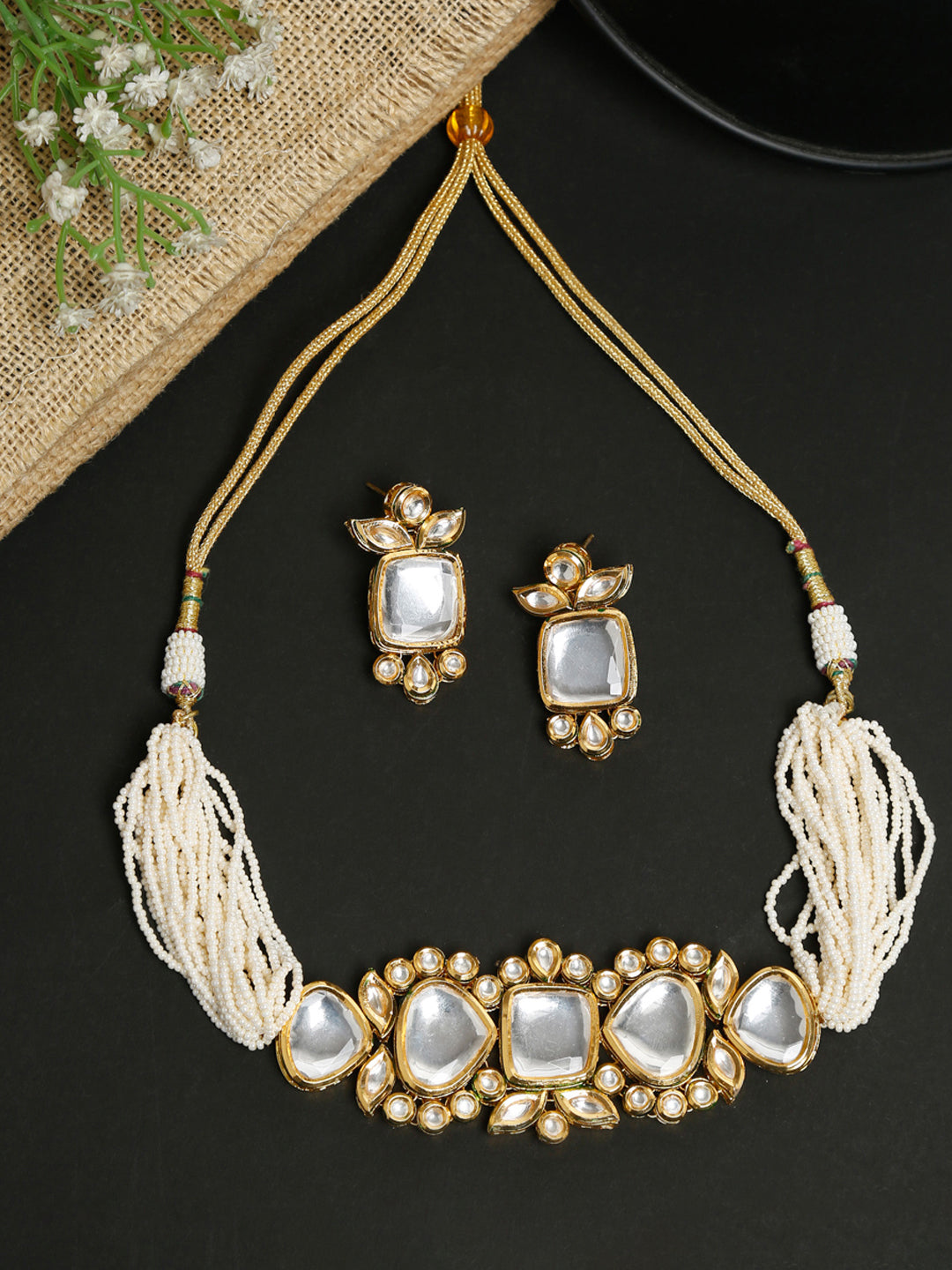Kundan Choker With Earrings - Ruby Raang - Distacart