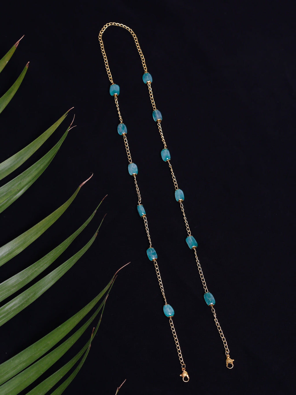 Stone And Gold Plated Mask Chain - Ruby Raang - Distacart