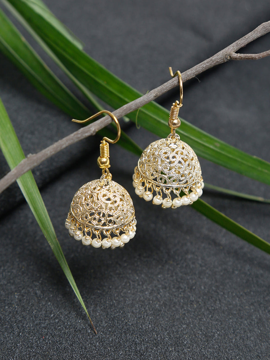 Gold Plated Kundan Jhumka - Ruby Raang - Distacart
