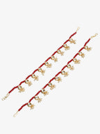 Women's Set Of 2 Red Anklets - Ruby Raang - Distacart