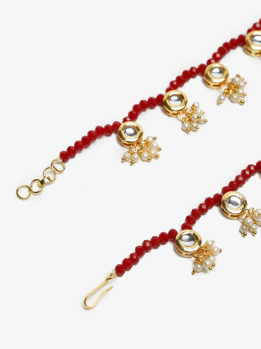 Women's Set Of 2 Red Anklets - Ruby Raang - Distacart