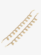 Gold-Plated White Kundan Set Of 2 Anklets - Ruby Raang - Distacart