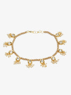 Gold-Plated White Kundan Set Of 2 Anklets - Ruby Raang - Distacart