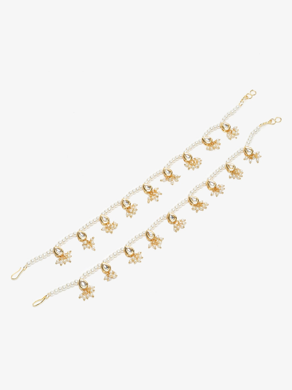 Women's White Gold Pearl Anklets - Ruby Raang - Distacart