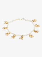 Women's White Gold Pearl Anklets - Ruby Raang - Distacart