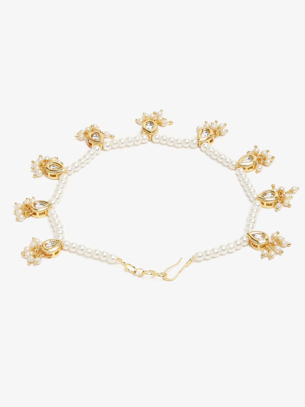 Women's White Gold Pearl Anklets - Ruby Raang - Distacart