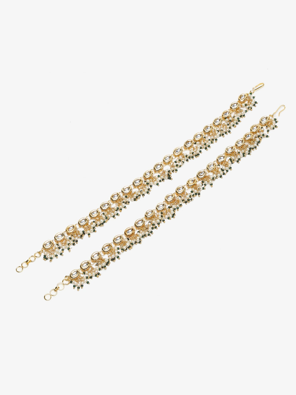White Gold Plated Anklets Set Of 2 - Ruby Raang - Distacart