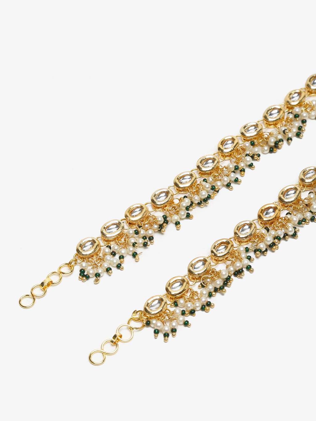 White Gold Plated Anklets Set Of 2 - Ruby Raang - Distacart