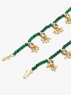 Women's Set Of 2 Green Anklets - Ruby Raang - Distacart