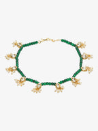 Women's Set Of 2 Green Anklets - Ruby Raang - Distacart