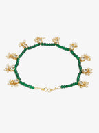 Women's Set Of 2 Green Anklets - Ruby Raang - Distacart