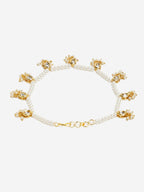 White Gold-Toned Plated Kundan Anklets Set Of 2 - Ruby Raang - Distacart