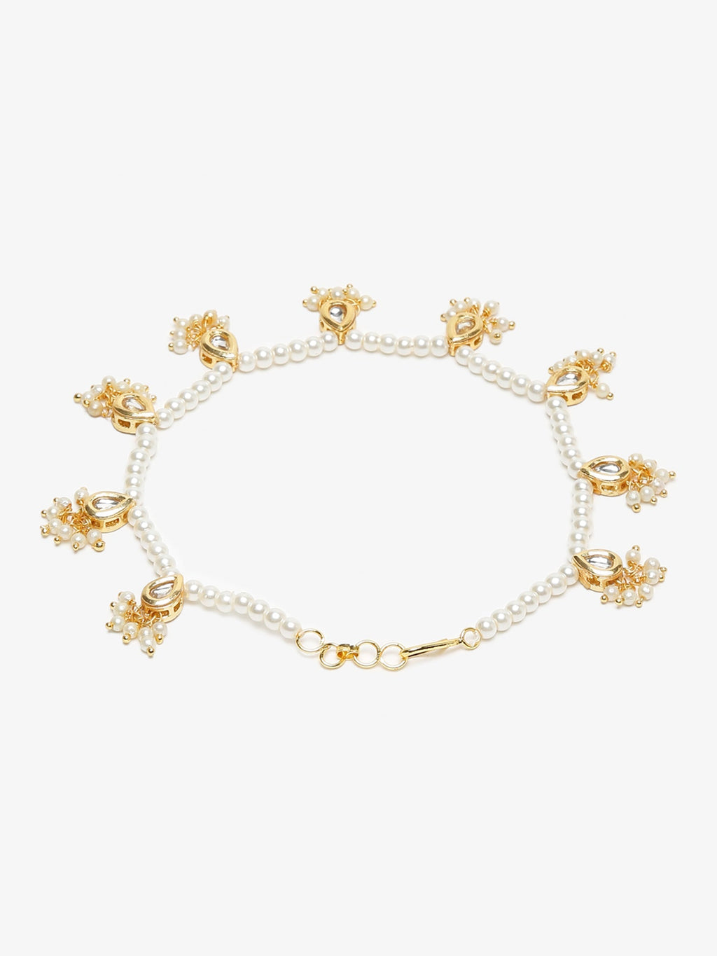 White Gold Plated Anklets Set Of 2 - Ruby Raang - Distacart