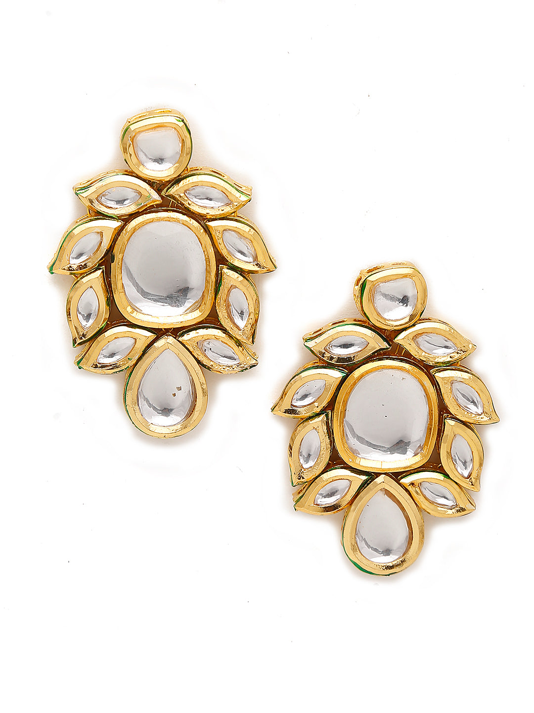 Gold-Toned Kundan Necklace With Earrings - Ruby Raang - Distacart