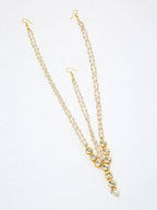 Gold Plated White Kundan Beaded Matha Patti - Ruby Raang - Distacart