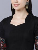 Myshka Women Black Embroidered Detail Anarkali Kurta With Dupatta - Distacart