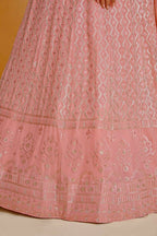 Pink Georgette Thread Sequence Embroidery Work Lehenga Choli - Jihu Culture