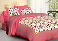 Vamika Printed Cotton Pink & Multicolor Bedsheet With Pillow Covers (LEOC_CHKM_P)