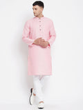 Even Apparels Pink Pure Cotton Men's Kurta With Band Collar - Distacart