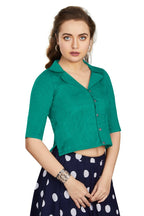 Aastha Fashion Women's Women's Sea Green Art Silk Button Readymade Blouse