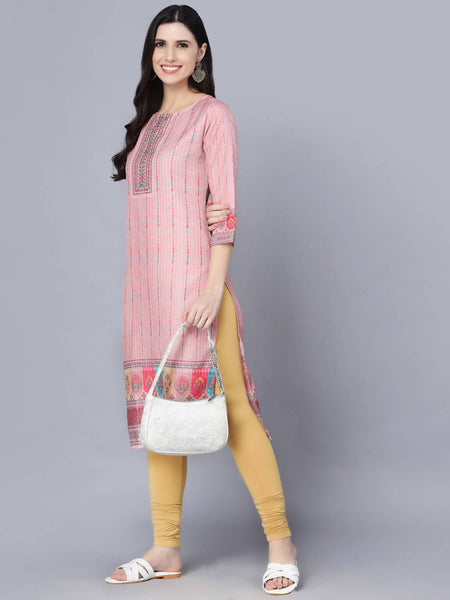 Myshka Women Pink Striped Kurta