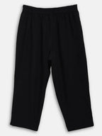 Ahalyaa Black Georgette Stripped Gold Printed Kids Kurta Pant Set For Girls