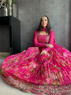 Jyoti Fashion Pink Jari with Sequin Embroidered Georgette Semi Lehenga Choli with Dupatta
