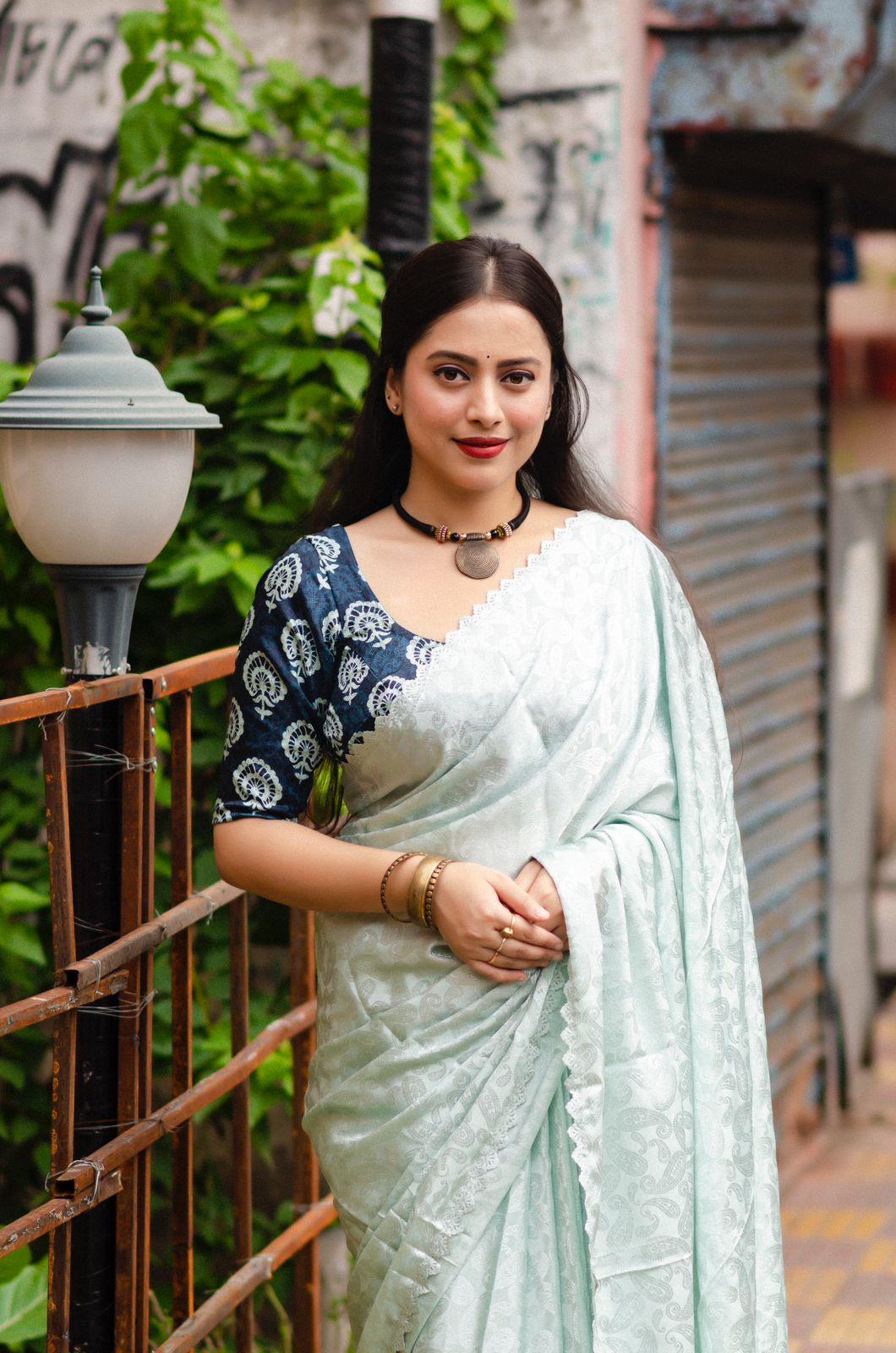 Blue Poly Silk Ethnic Motifs Saree with Unstitched Blouse - Hiral Fashion