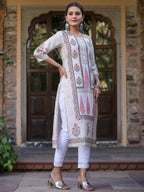 Juniper Women's Pink Viscose Shantoon Festive Printed Straight Kurta - Distacart