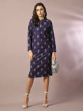 Myshka Women's Navy Blue Printed Knee Length Party Embellished Skirts