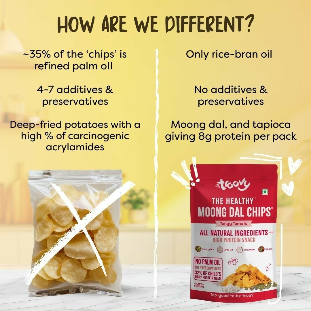 Troovy Healthy Tangy Tomato Moong Dal Chips - Distacart