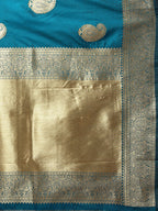 Lorenvalley Fashion Rama Soft Silk Woven Design Gold Zari Weaving Saree