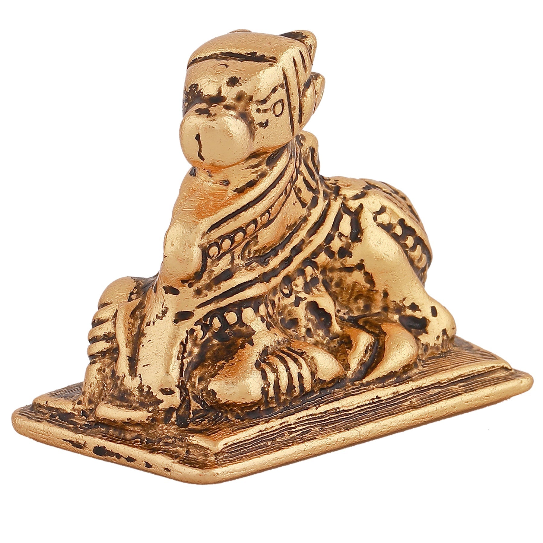 Estele Gold-Polished Lord Nandikeshwara Idol for Home/Car Decor