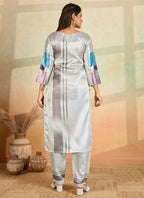 Prazu Fashion Light Grey Printed Cotton Reyon Kurta Pant Set - Distacart