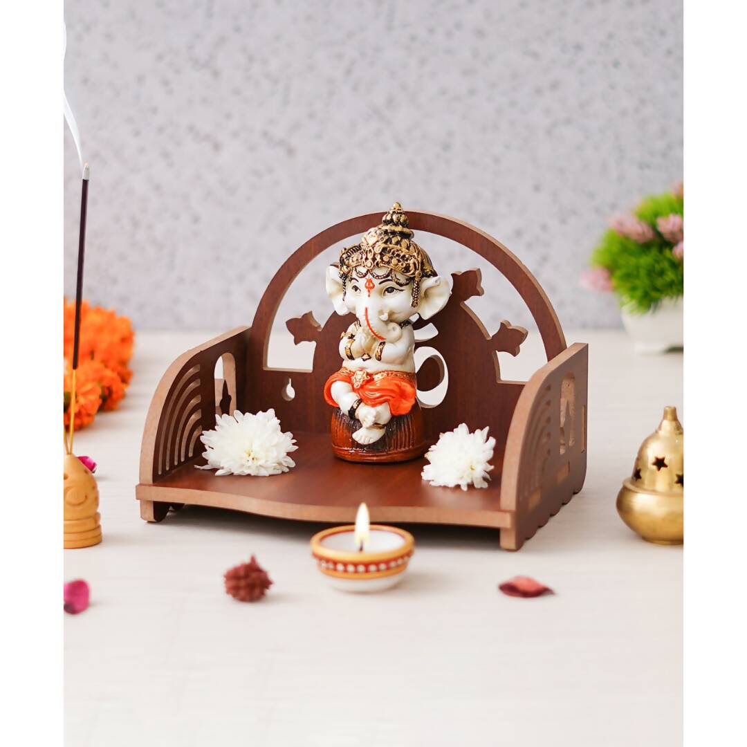 eCraftIndia Brown MDF Wooden Pooja Temple