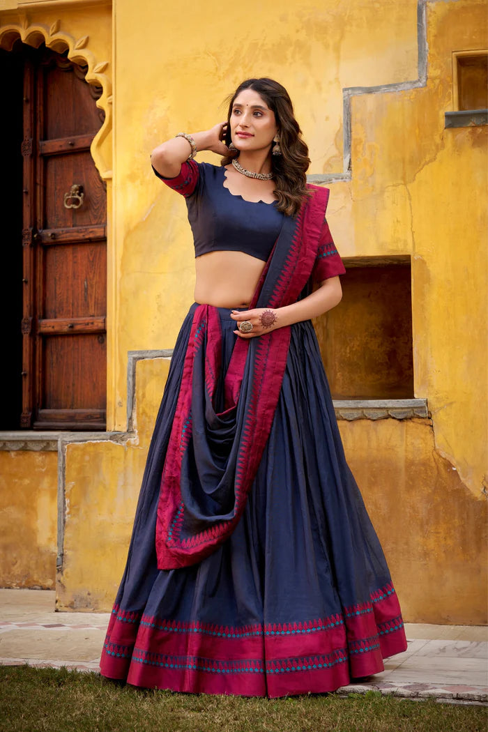 Evanik Pure Chanderi With Thread Work Lehenga Choli - Distacart