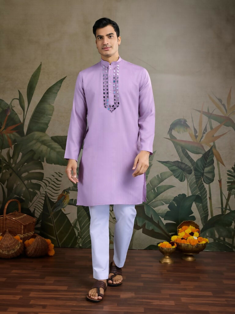 Vastranavya Dusty Pink Exclusive Viscose Rayon Festival Wear Real Mirror Work Kurta with Dupatta