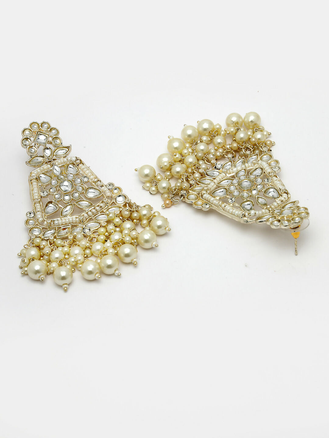 NVR Women Gold-Plated Kundan Drop Earrings - Distacart