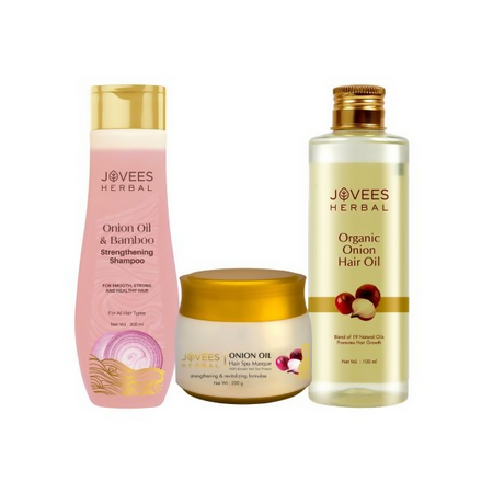 Jovees Organic Onion Hair Oil & Shampoo & Hair SPA Masque Combo