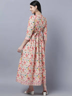 Myshka Women Multicoloured Printed Fit and Flare Ethnic Dress - Distacart