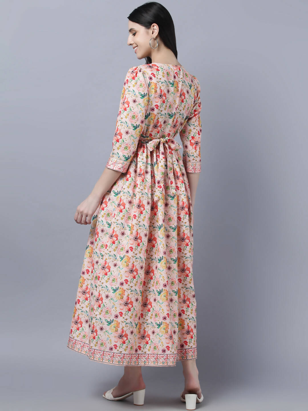 Myshka Women Multicoloured Printed Fit and Flare Ethnic Dress - Distacart